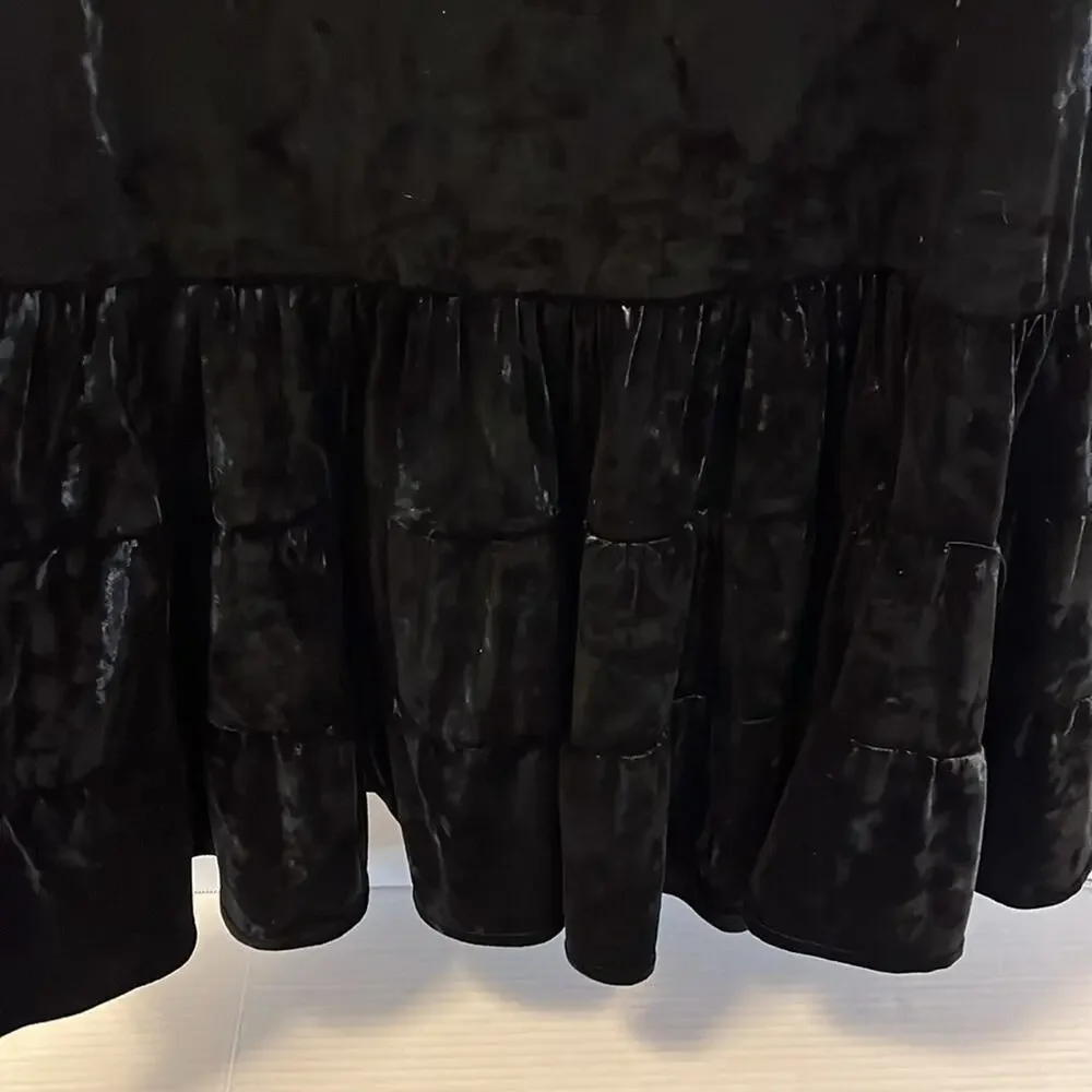 New York & Co Black Crushed Velvet Skirt Womens Size Medium Midi Whimsigoth